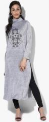 Global Desi Grey Printed Tunic women