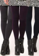 Golden Girl Pack Of 3 Fascinating Skinny Charcoal, Purple & Navy Blue Leggings women