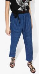 Gq Blue Checked Regular Fit Coloured Pants women