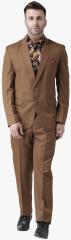 Hangup Brown Regular Fit Single Breasted Formal Suit men