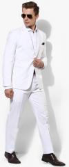 Hangup White Solid Suit men
