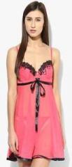 Heart 2 Heart Pink Embellished Babydolls With Matcing Thong women