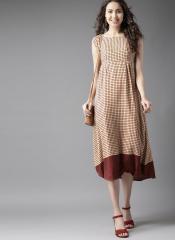 Here&now Beige & Red Printed A Line Dress women