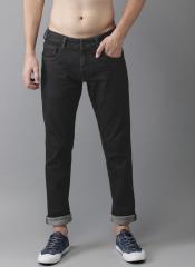 Here&now Black Skinny Fit Mid Rise Clean Look Stretchable Jeans men
