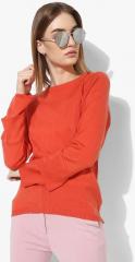 Here&now Orange Solid Pullover women