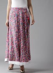 Here&now Pink & White Printed Maxi Flared Skirt women
