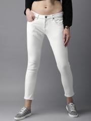 Here&now White Skinny Fit Mid Rise Clean Look Jeans women