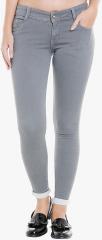 High Star Grey Solid Skinny Fit Mid Rise Jeans women
