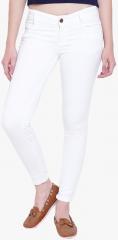 High Star White Mid Rise Slim Fit Jeans women