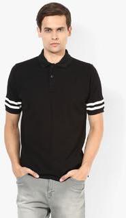 Incult Black Solid Polo T Shirt men
