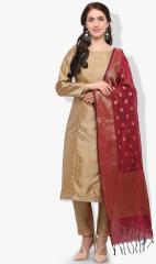 Inddus Beige Woven Dress Material women