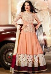 Inddus Embellished Peach Dress Material women