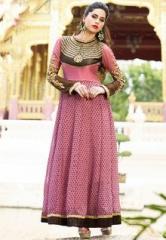 Inddus Embroidered Pink Dress Material women