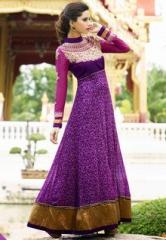 Inddus Embroidered Purple Dress Material women