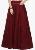 Inddus Maroon Solid Flared Skirt women