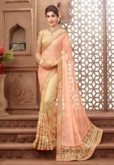 Inddus Peach Embellished Saree women