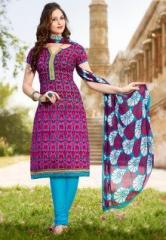 Inddus Pink Embroidered Dress Materials women