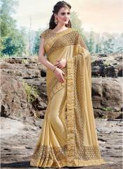 Indian Women By Bahubali Beige Embroidered Saree women