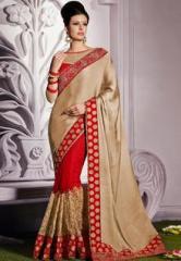 Indian Women By Bahubali Cream Embroidered Saree women