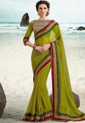 Indian Women By Bahubali Green Embroidered Saree women