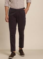Invictus Coffee Brown Slim Fit Solid Cropped Regular Trousers men