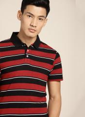 Invictus Red & Black Striped Polo Collar T Shirt men