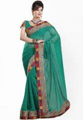 Ishin Green Embellished Saree women