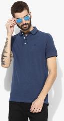 Jack & Jones Navy Blue Self Design Slim Fit Polo T Shirt men