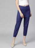 Jaipur Kurti Blue Solid Coloured Pant women