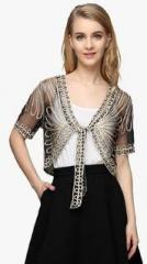 Jc Collection Black Embroidered Shrug women