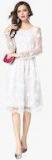 Jc Collection White Coloured Self Design Skater Dress women