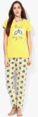 July Nightwear Yellow Printed Pyjama Set women
