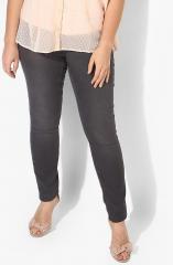 Junarose Dark Grey Washed Mid Rise Skinny Fit Jeans women