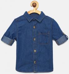 Juniors By Lifestyle Blue Regular Fit Solid Casual Shirt boys