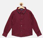 Juniors By Lifestyle Burgundy Regular Fit Solid Casual Shirt boys
