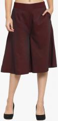 Just Wow Maroon Solid Culottes women