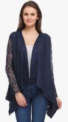 Just Wow Navy Blue Solid Shrug women
