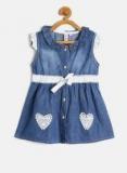 Kids On Board Blue Washed Chambray A Line Dress girls