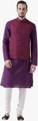 Kisah Purple Solid Kurta Pyjama With Ethnic Jacket men