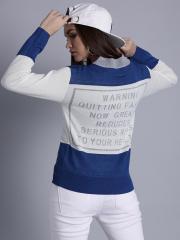Kook N Keech Off White Colourblocked Pullover Sweater women