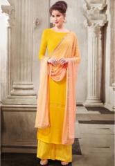 Krizel Yellow Embroidered Dress Material women
