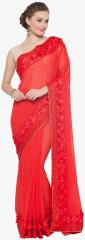 Kvsfab Red Embellished Saree women