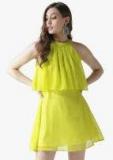 La Zoire Green Solid Fit and Flare Dress women