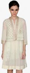 Label Ritu Kumar Off White Embroidered Summer Jacket women