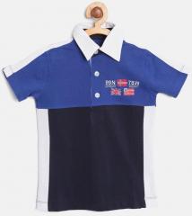 Lazy Shark Blue Colourblocked Polo Collar T Shirt boys