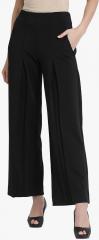 Leo Sansini Black Comfort Regular Fit Solid Parallel Trouser women