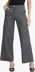 Leo Sansini Grey Solid Regular Fit Parallel Trouser women