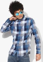 Levis Blue & Off White Slim Fit Checked Casual Shirt men