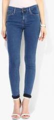 Levis Blue Washed Mid Rise Skinny Jeans women