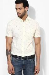Levis White Printed Regular Fit Casual Shirt men